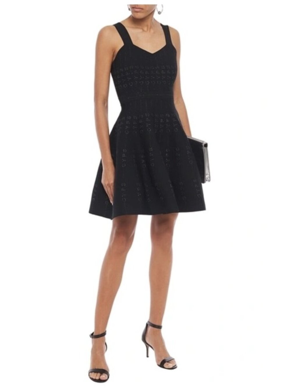 Maje Relief Metallic-print Stretch-knit Mini Dress In Black, Size 2/ US S-M